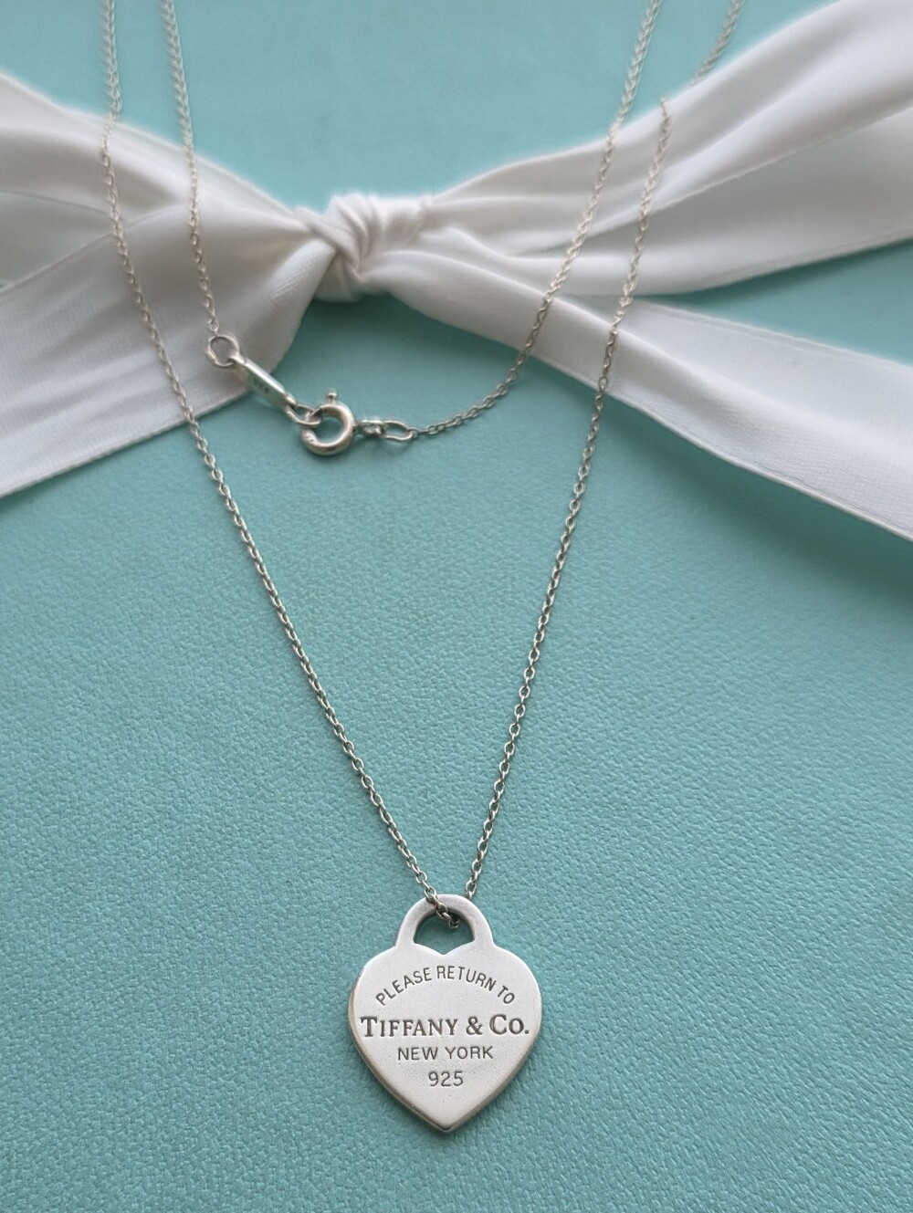 T&Co. Small heart tag pendant 20" necklace